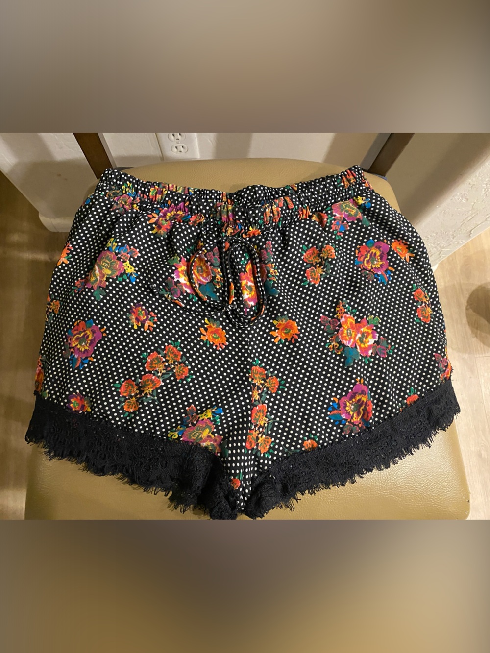 Must Have Black Polka Dot Floral Athletic Shorts